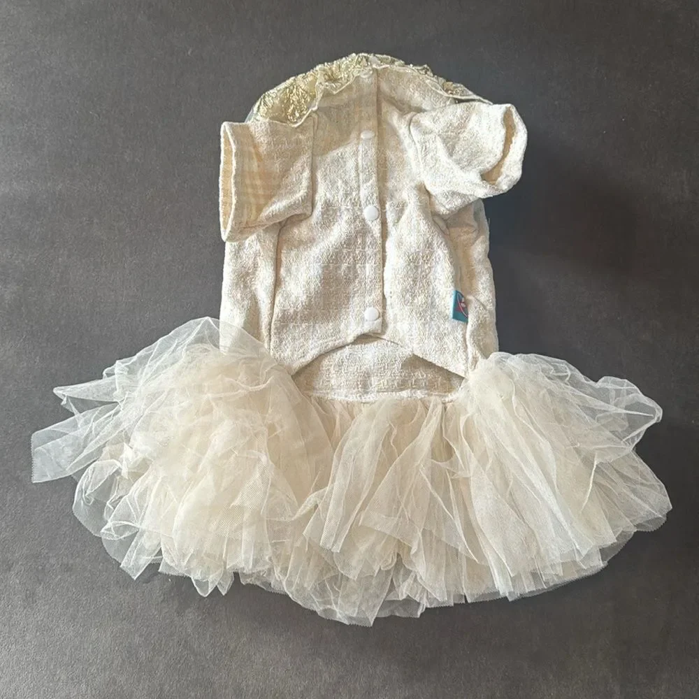 Petstyle Cream & Gold Dog Dress Size L NEW